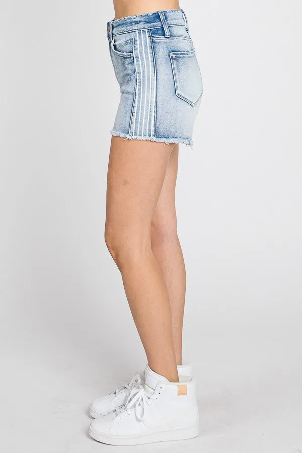 High Rise Light Denim Shorts