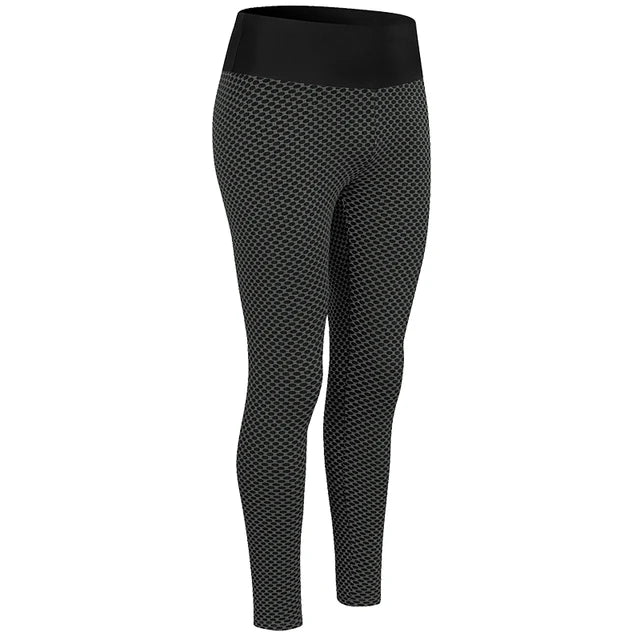 High-Waist Solid Hip-Lifting Yoga Tights - Slim Fitting Running Workout Yoga Pants B-91075