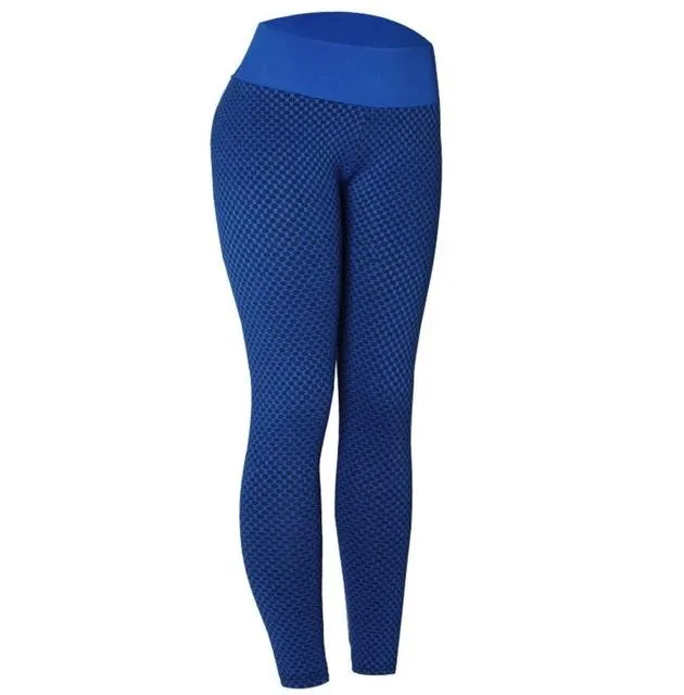 High-Waist Solid Hip-Lifting Yoga Tights - Slim Fitting Running Workout Yoga Pants B-91075