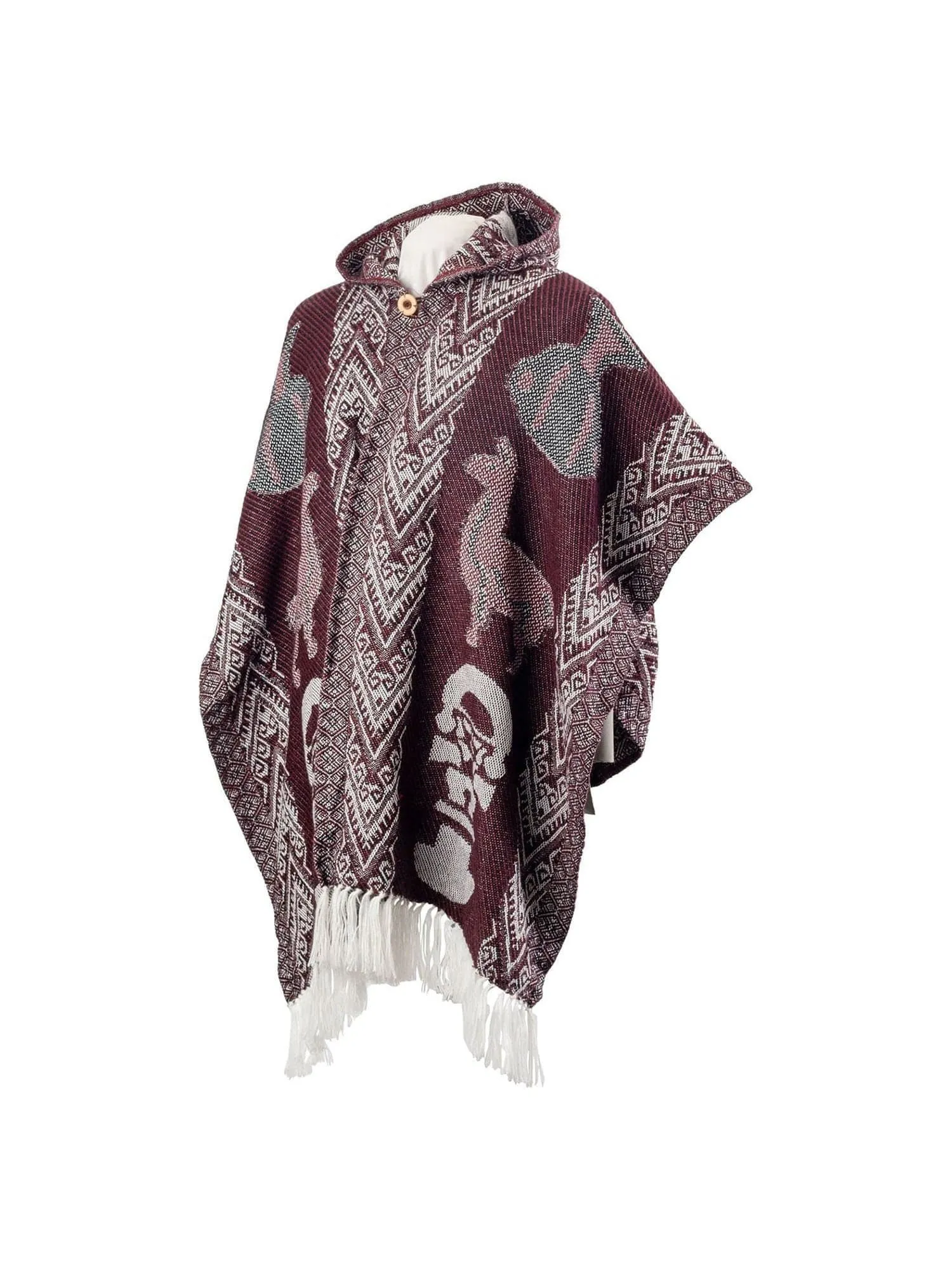 Hooded Peruvian Ruana - Plum