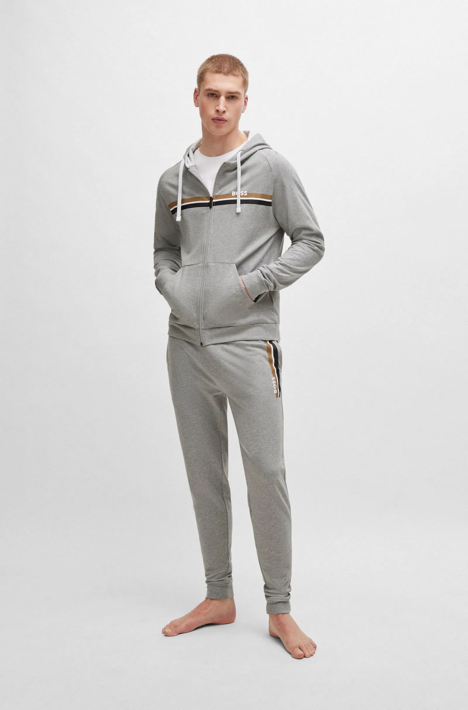 Hugo Boss  |Stripes Street Style Long Sleeves Plain Cotton Logo Hoodies