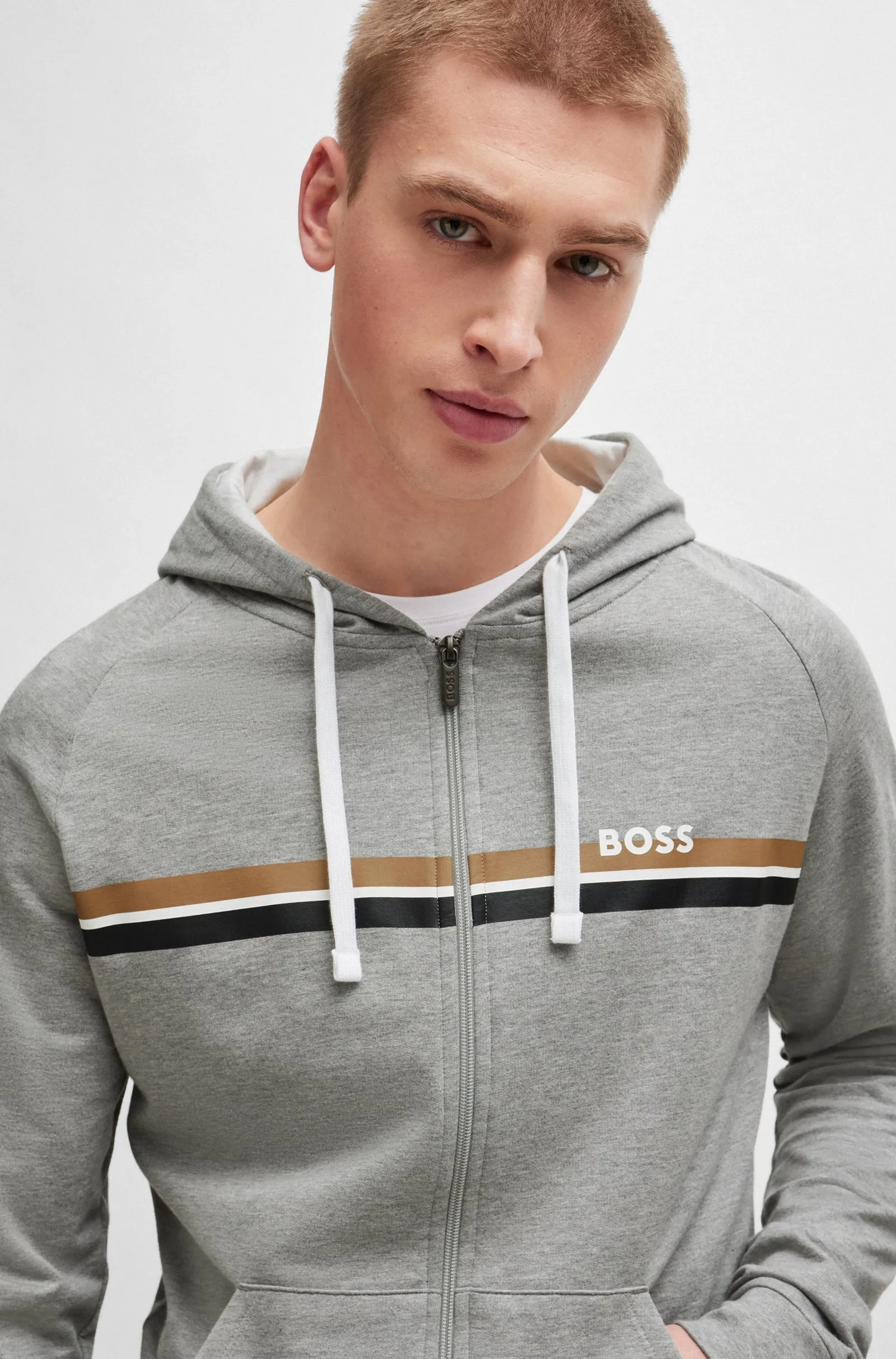 Hugo Boss  |Stripes Street Style Long Sleeves Plain Cotton Logo Hoodies