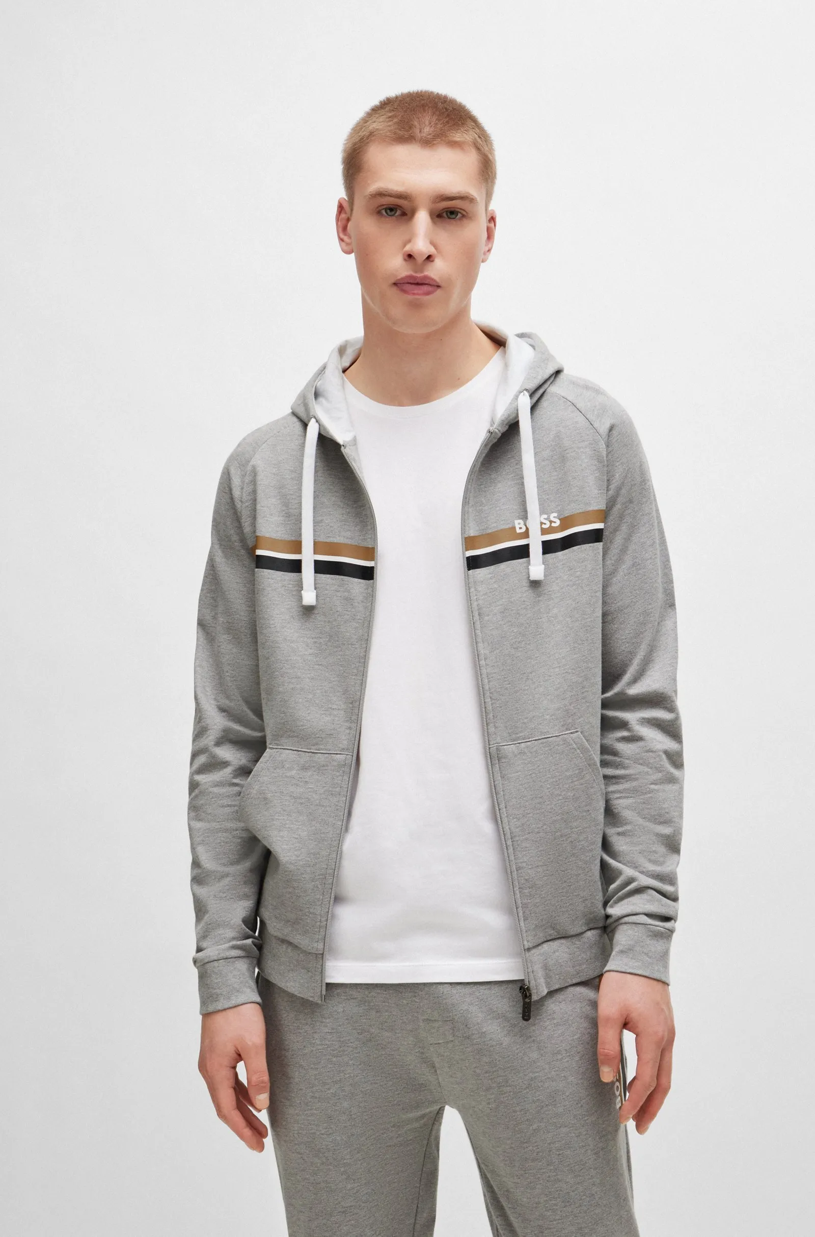 Hugo Boss  |Stripes Street Style Long Sleeves Plain Cotton Logo Hoodies