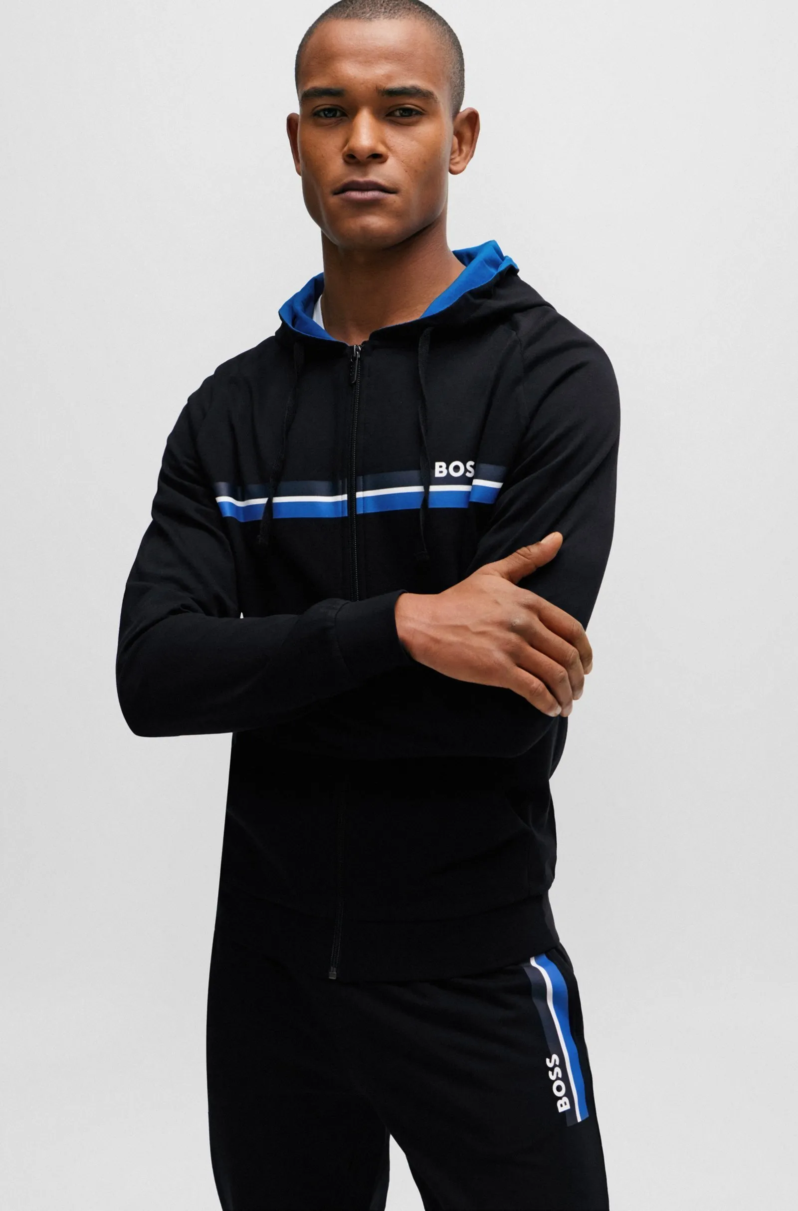 Hugo Boss  |Stripes Street Style Long Sleeves Plain Cotton Logo Hoodies