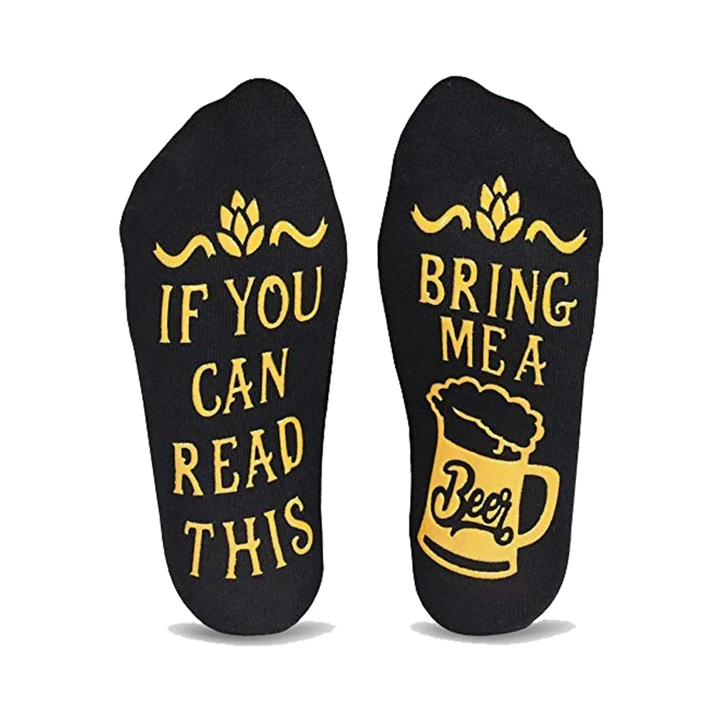 If You Can Read This Bring Me A Beer Humour Word Pattern Novelty Socks