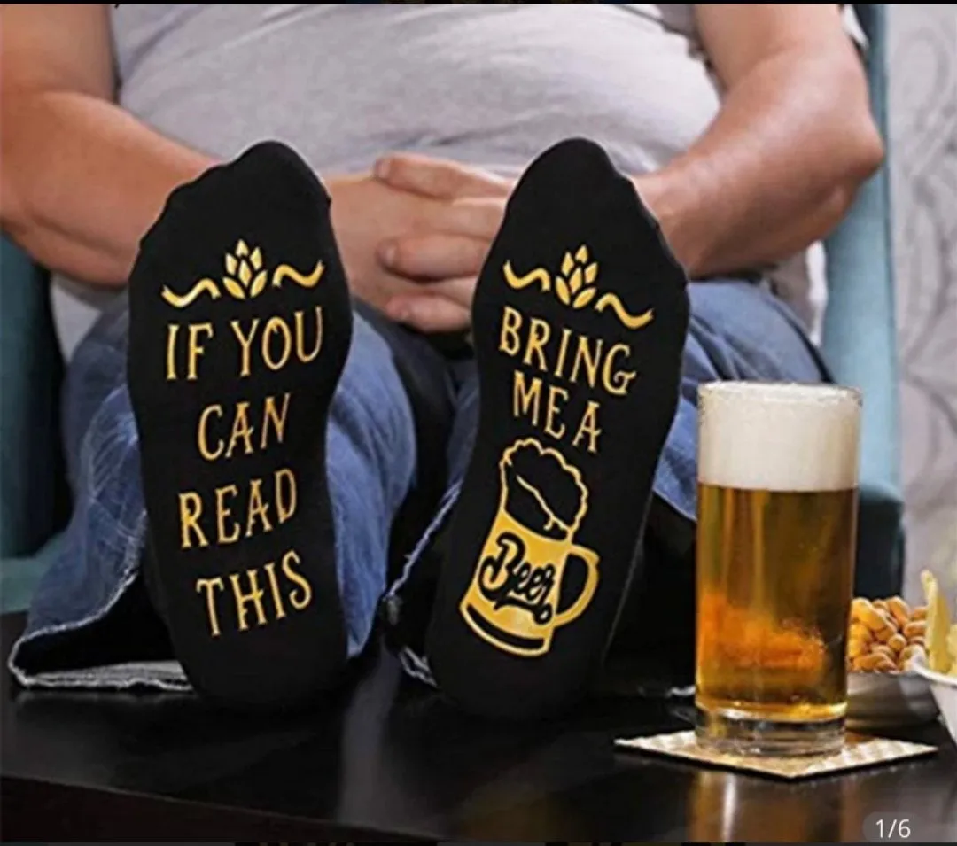 If You Can Read This Bring Me A Beer Humour Word Pattern Novelty Socks