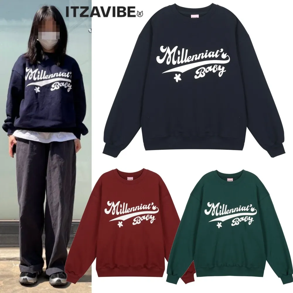 ITZAVIBE  |Heart Unisex Street Style Long Sleeves Plain Logo