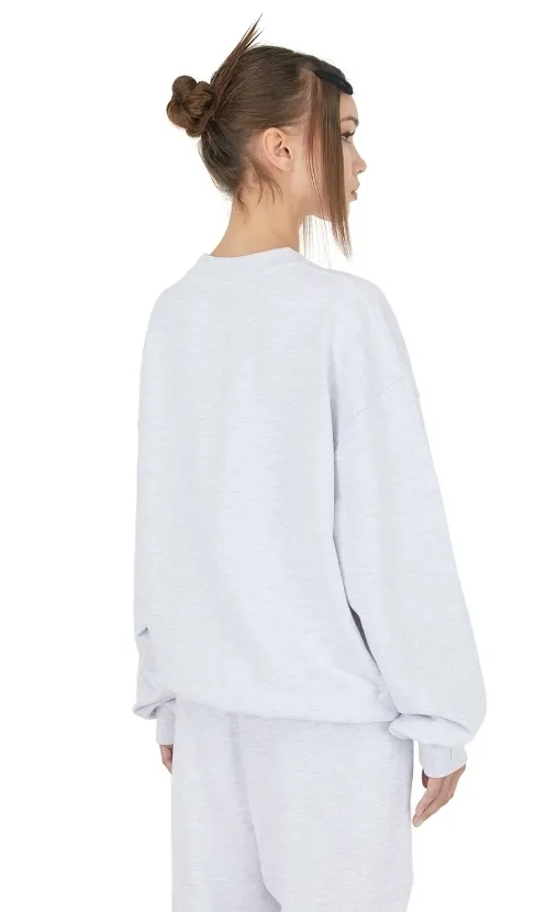 ITZAVIBE  |Unisex Street Style Long Sleeves Plain Cotton Oversized Logo