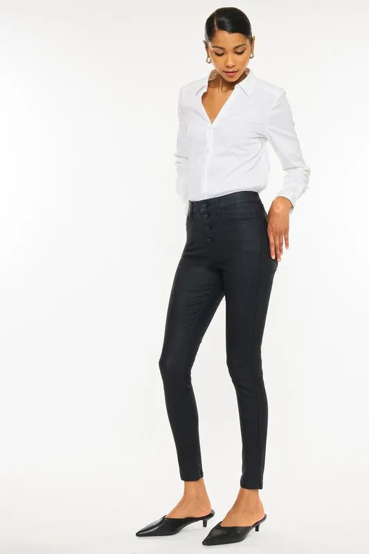 KanCan High Rise Black Coated Ankle Skinny Jean-KC6341ABK