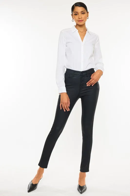 KanCan High Rise Black Coated Ankle Skinny Jean-KC6341ABK