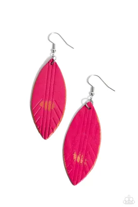 Leather Lounge - Pink ~ Paparazzi Earrings