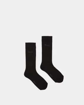 Logo Socks In Ink And Indigo Cotton Mix 