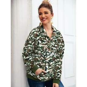 Long sleeve camo kangaroo pocket sweatshirt