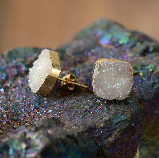 Magical Druzy Snow Earrings