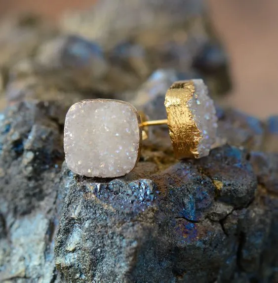 Magical Druzy Snow Earrings