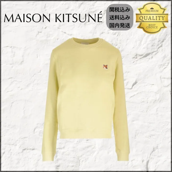 MAISON KITSUNE  |Unisex Street Style Long Sleeves Plain Cotton Logo