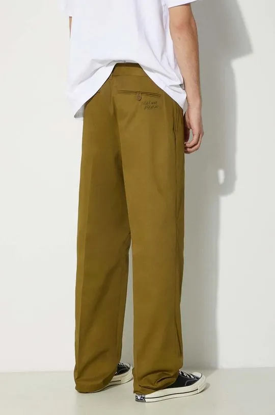 Maison Kitsuné cotton trousers Relaxed Chino green color MM01106WW0078