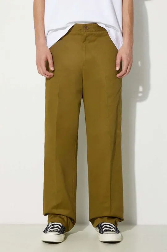 Maison Kitsuné cotton trousers Relaxed Chino green color MM01106WW0078