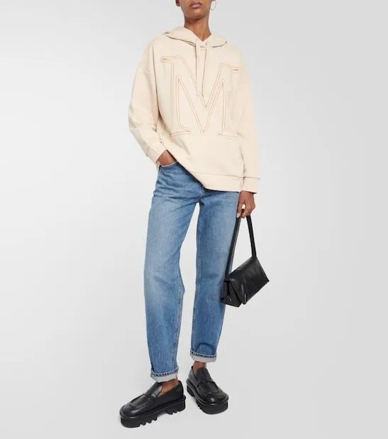 MaxMara  |Unisex Street Style Long Sleeves Oversized Logo