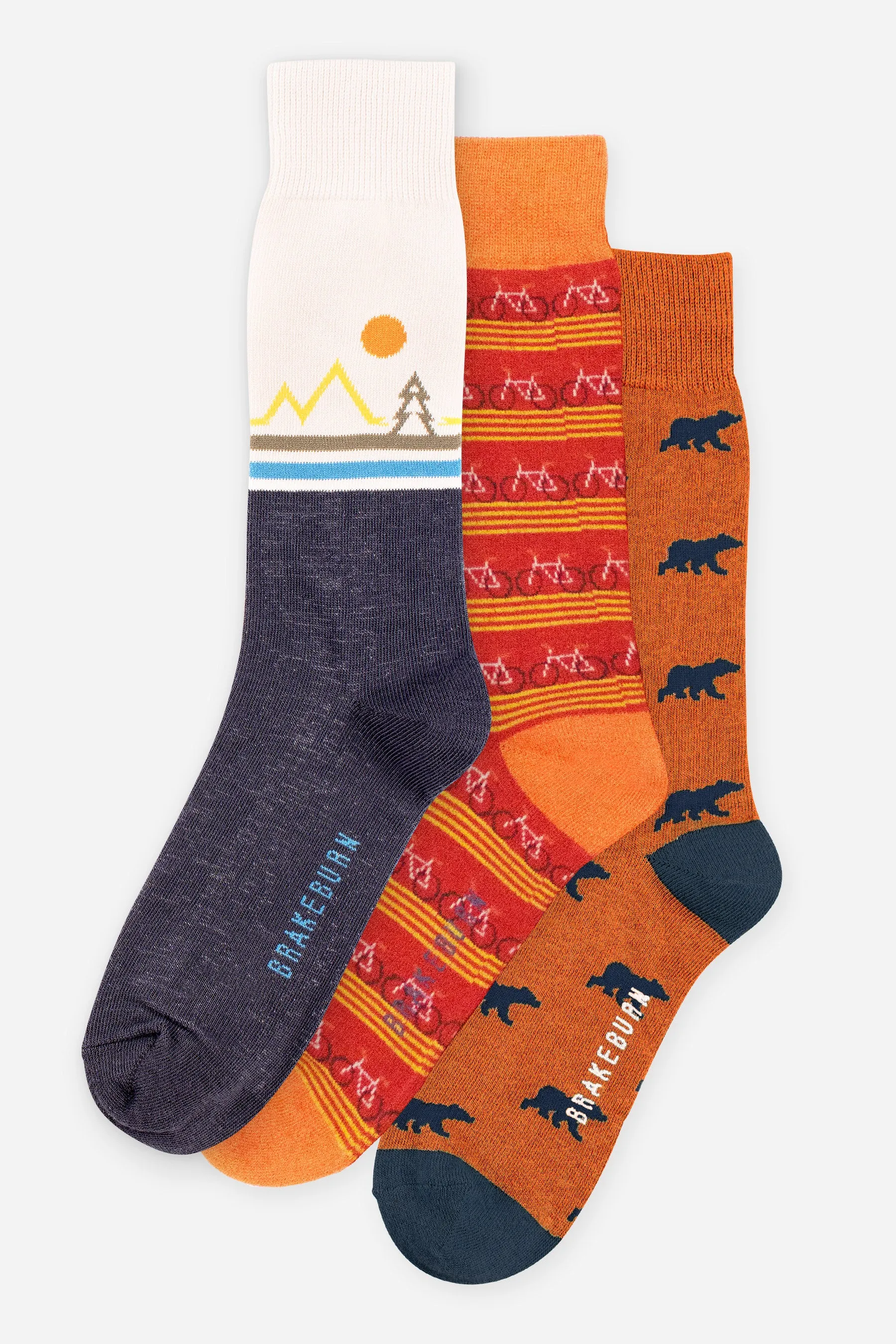 Men's Orange Great Outdoors Socks 3 Pack