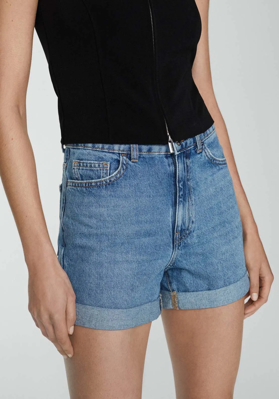 Mom-fit denim shorts