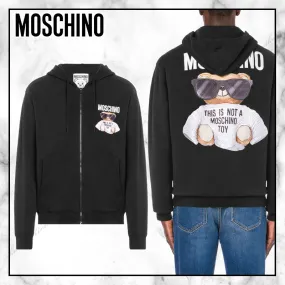 Moschino  |Street Style Long Sleeves Other Animal Patterns Cotton Logo