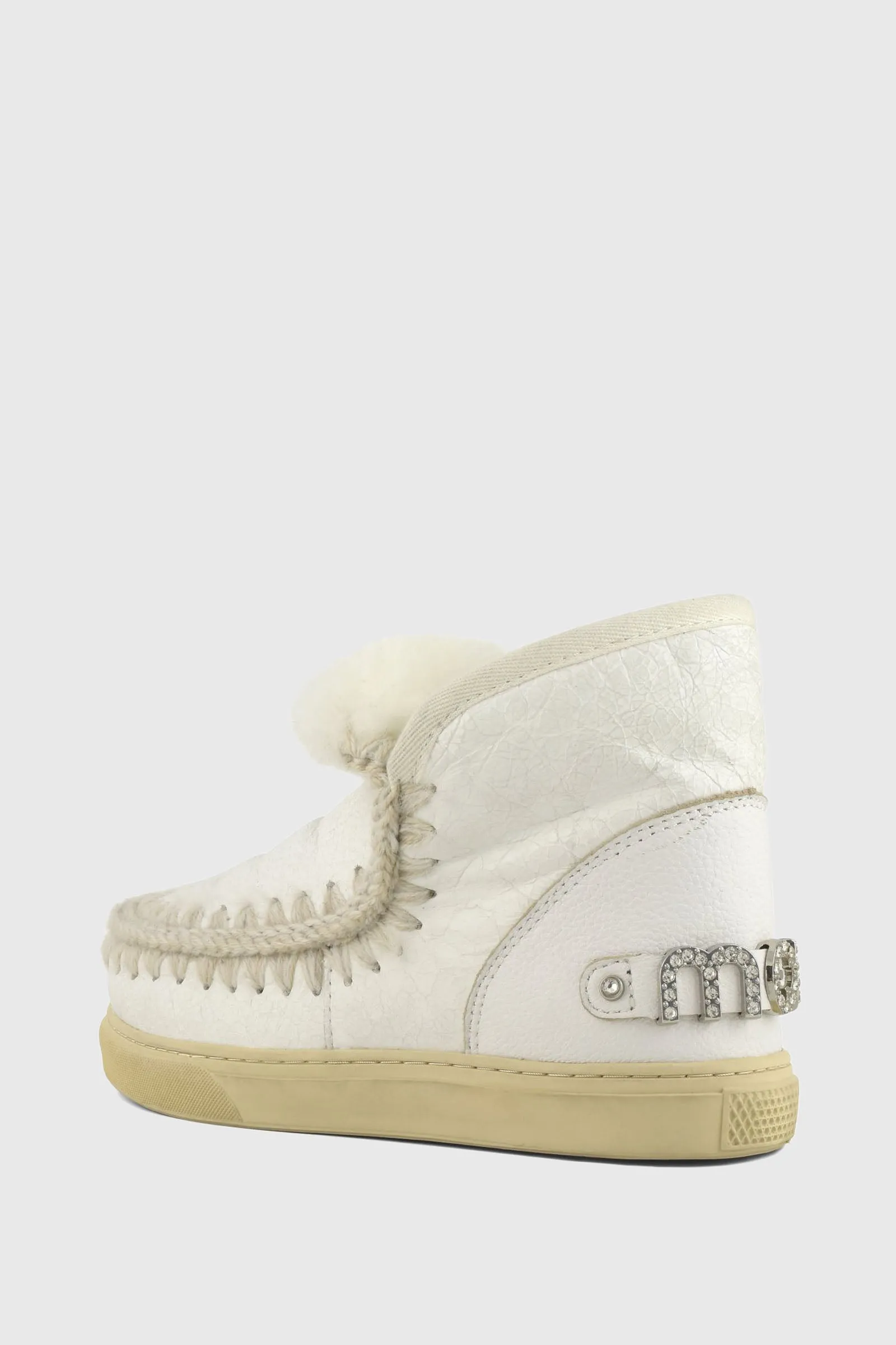 Mou Stivaletto Eskimo Sneaker Rhinestones Bianco Donna