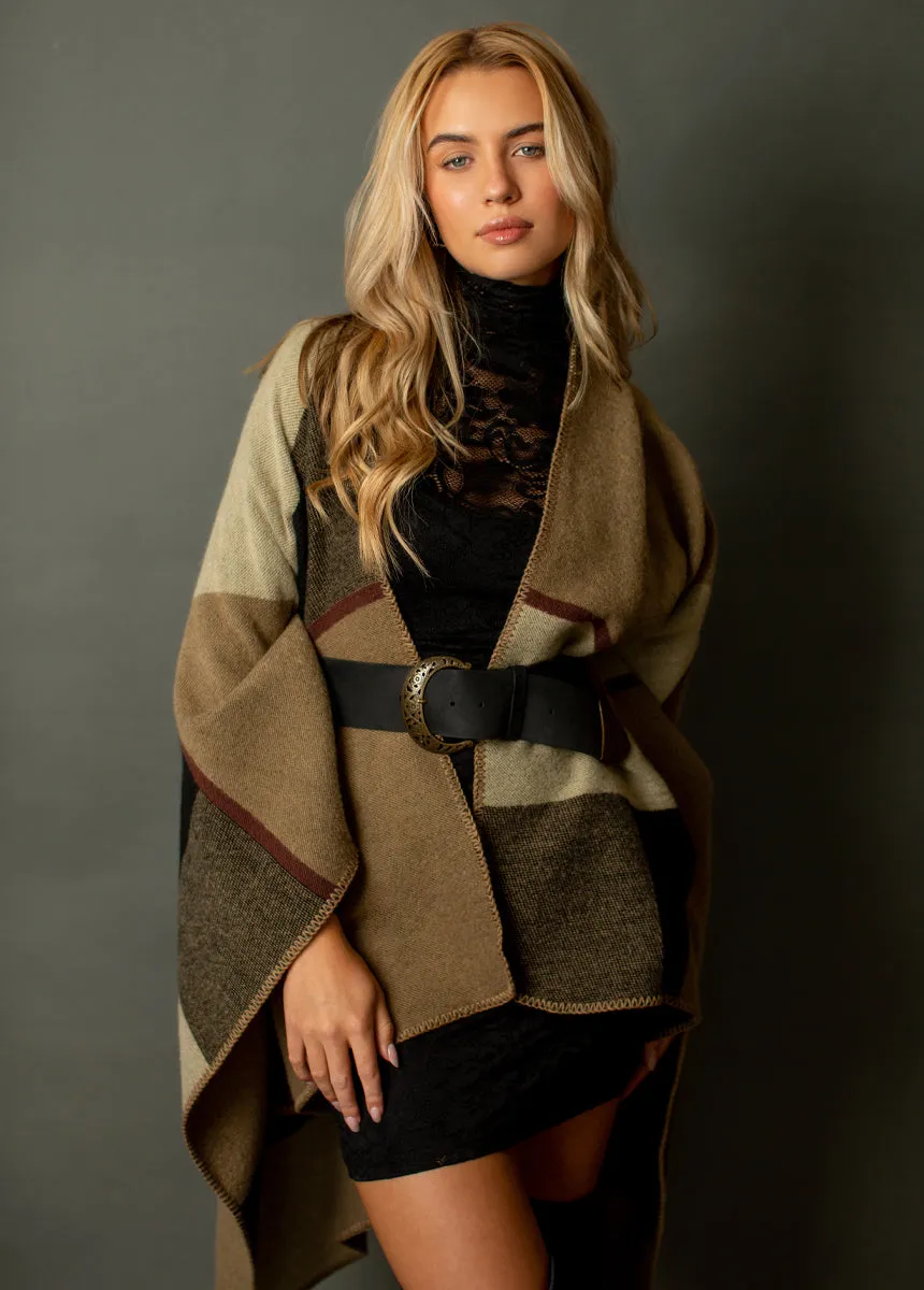 Navina Poncho in Neutral Multi