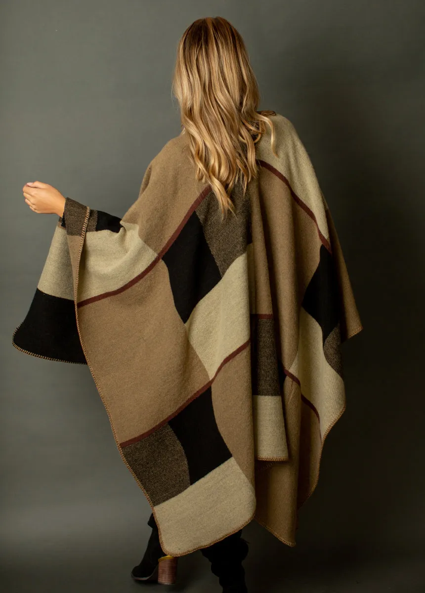 Navina Poncho in Neutral Multi