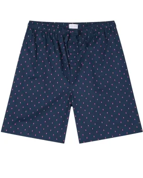 Navy and Red Cotton Lounge Shorts