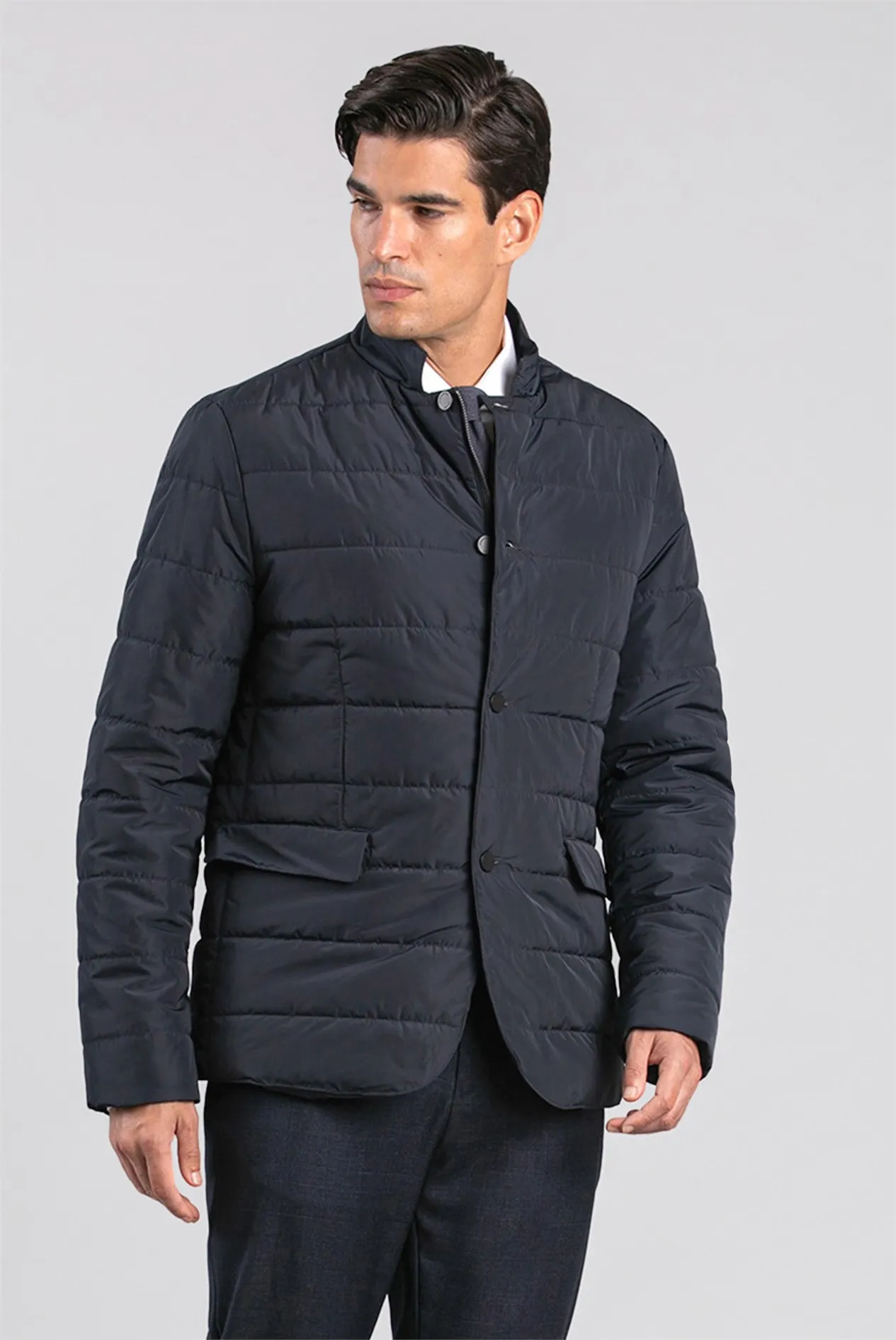 Navy Button Down Jacket