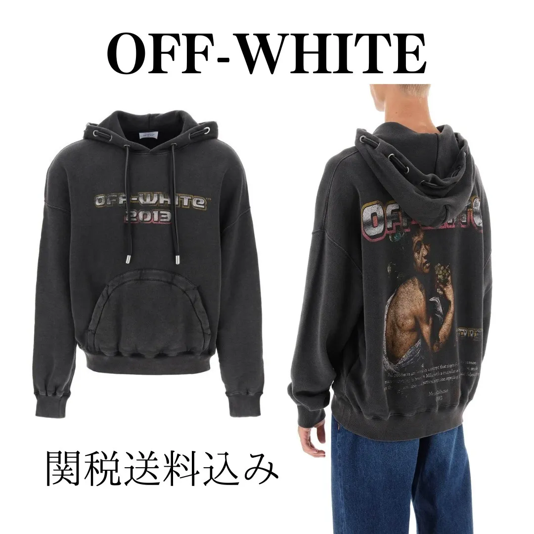 Off-White  |Street Style Long Sleeves Cotton Oversized Logo Hoodies