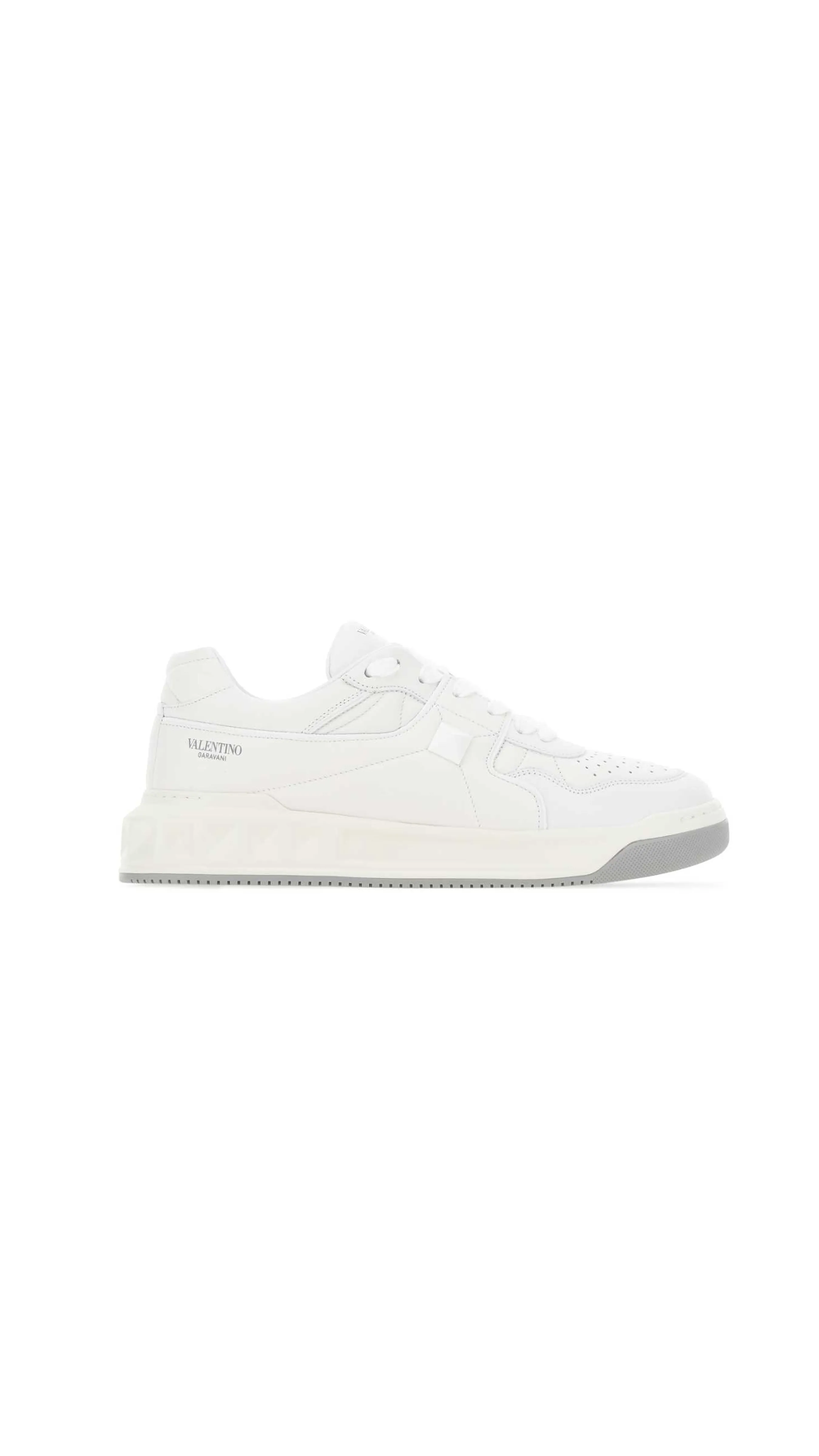 One Stud Low-top Nappa Sneaker - White