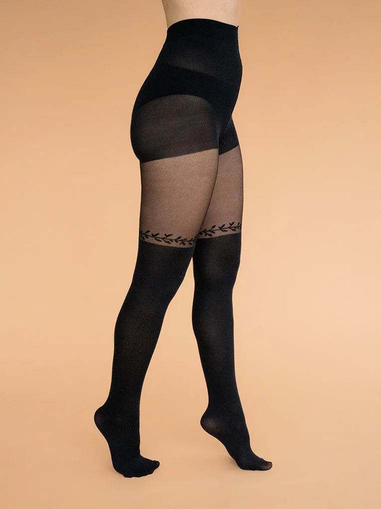 Over-the-knee Leaves Line Tights