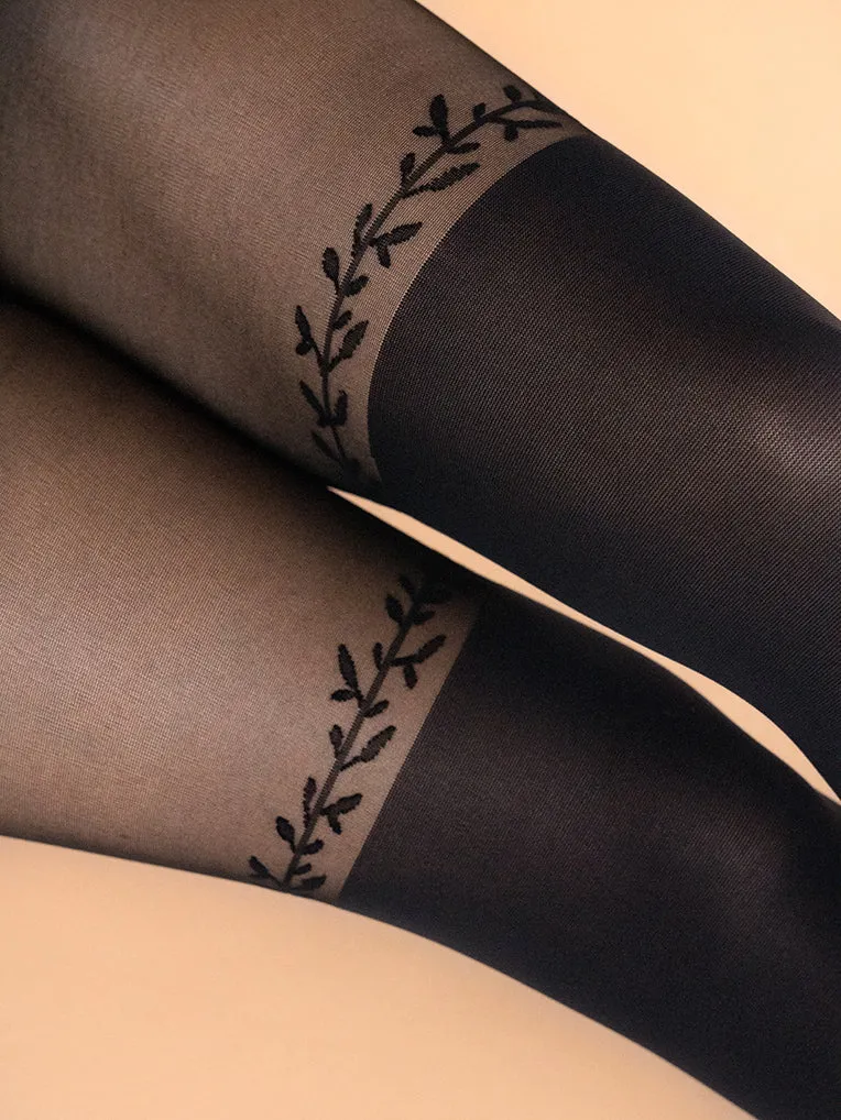 Over-the-knee Leaves Line Tights