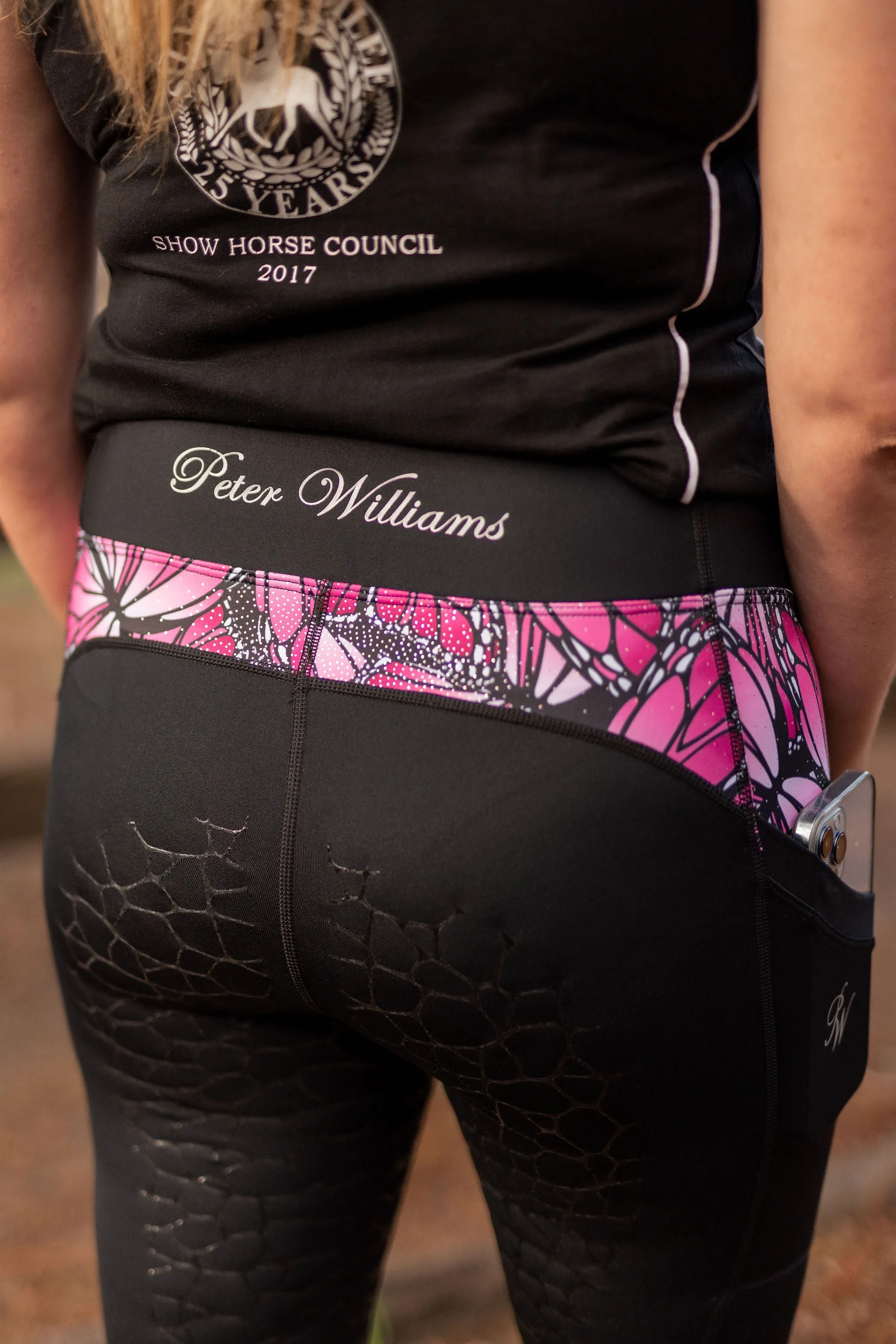 Performance Riding Tights with Pocket  - PINK BUTTERFLY