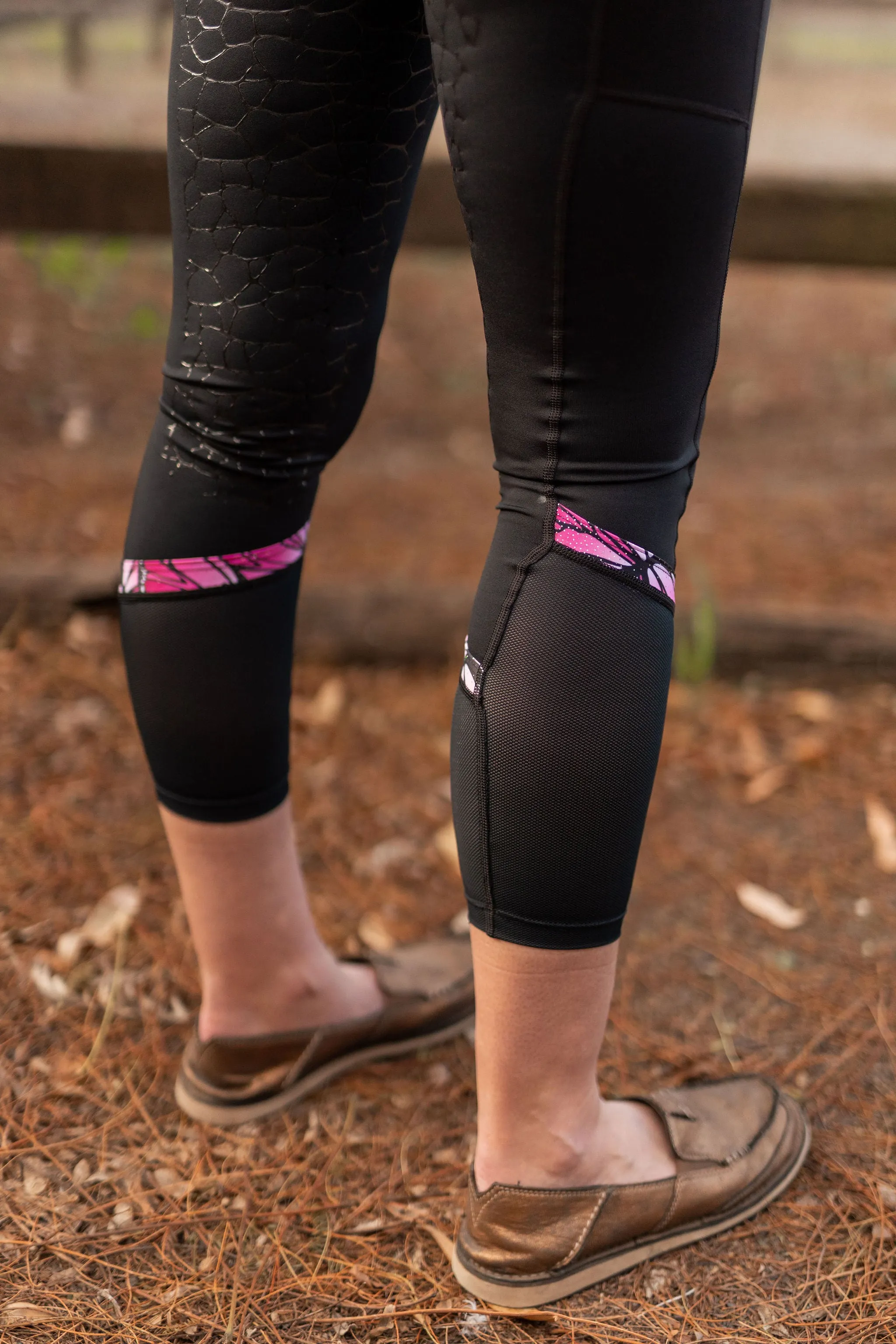 Performance Riding Tights with Pocket  - PINK BUTTERFLY