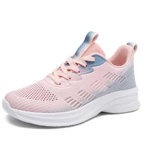 Pink flyknit stripe accents sport shoe sneaker