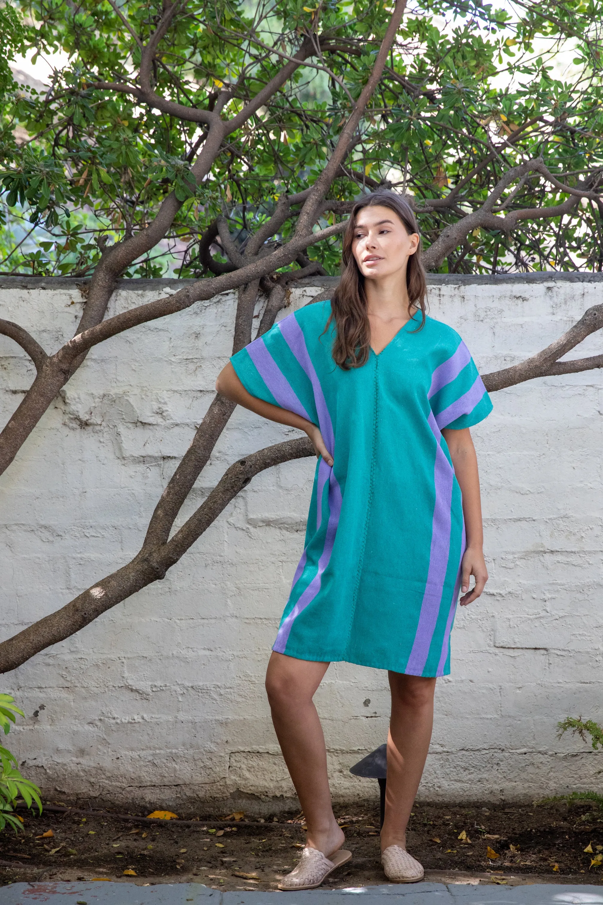 PONCHO DRESS // TEAL + LILAC