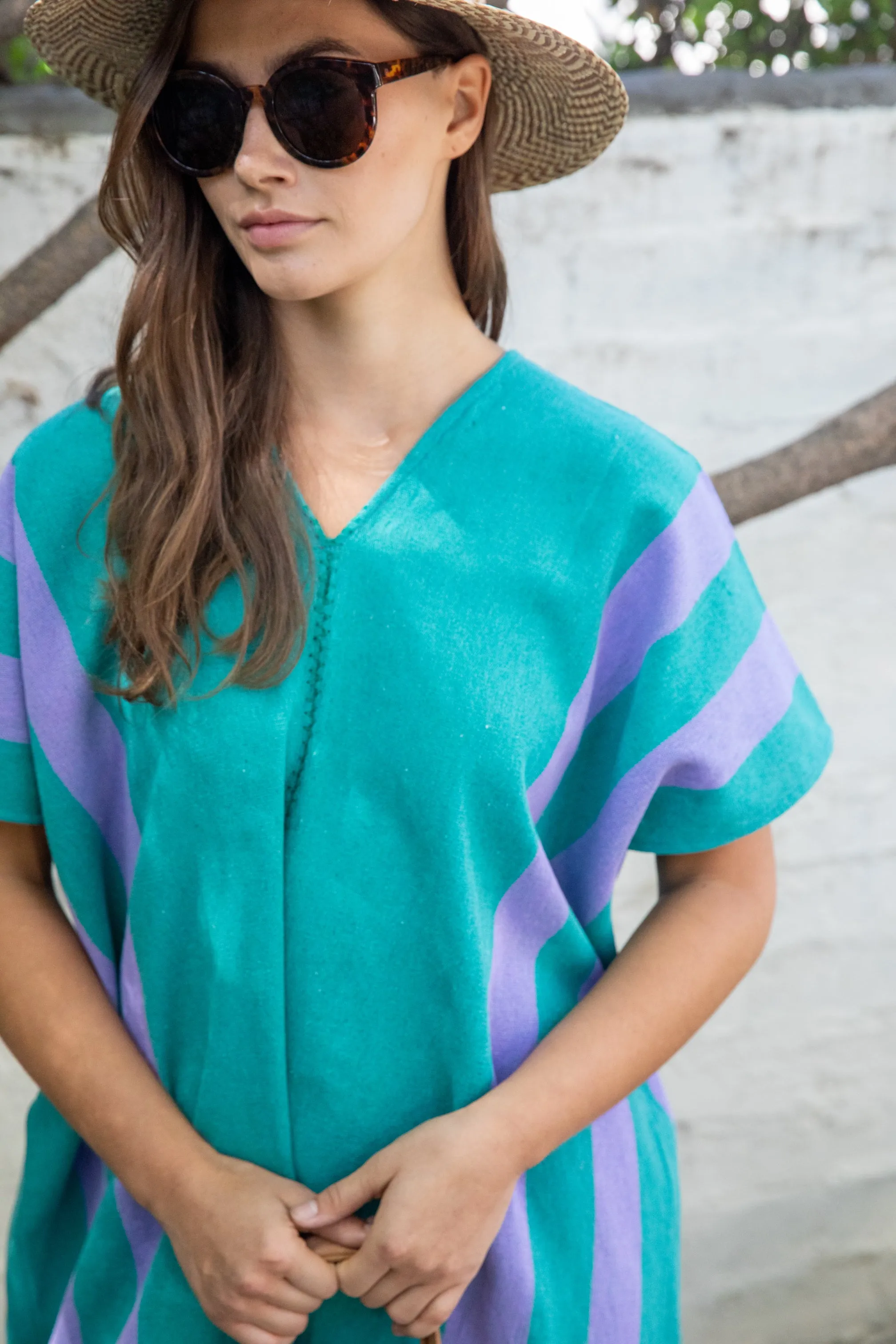 PONCHO DRESS // TEAL + LILAC