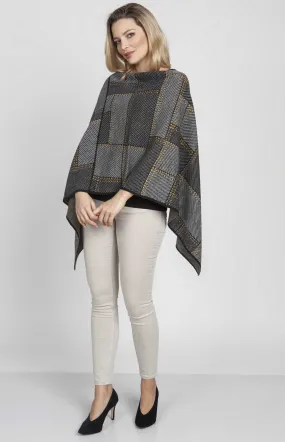 Poncho femme anthracite jaune