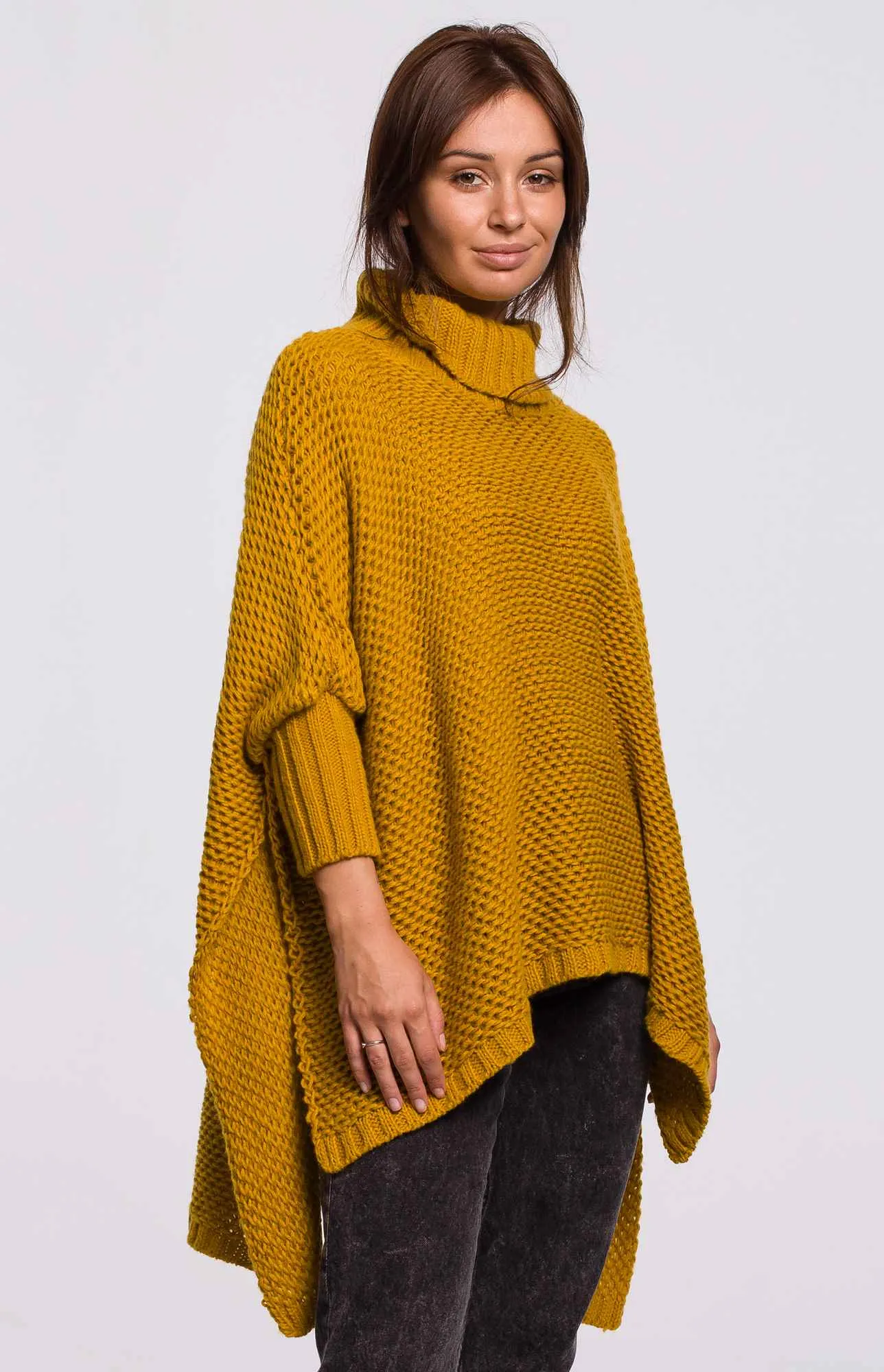 Poncho femme jaune miel