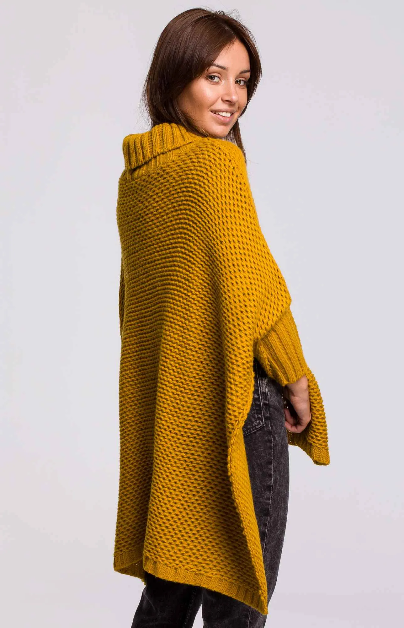 Poncho femme jaune miel