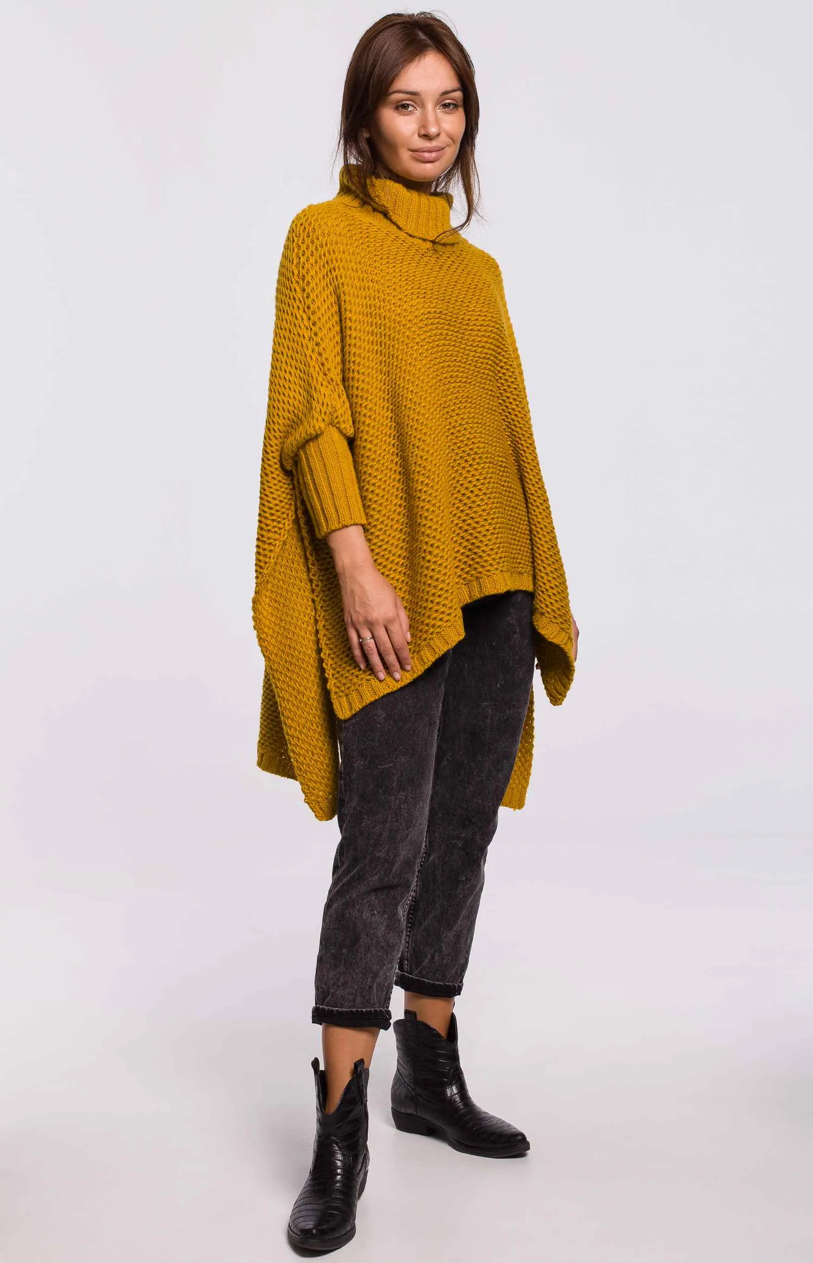 Poncho femme jaune miel