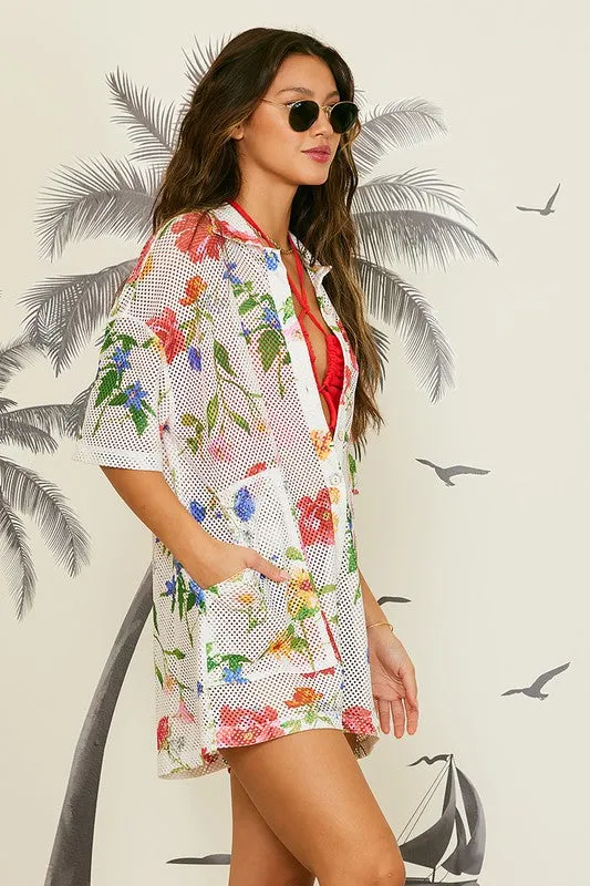 Printed Button Down Romper