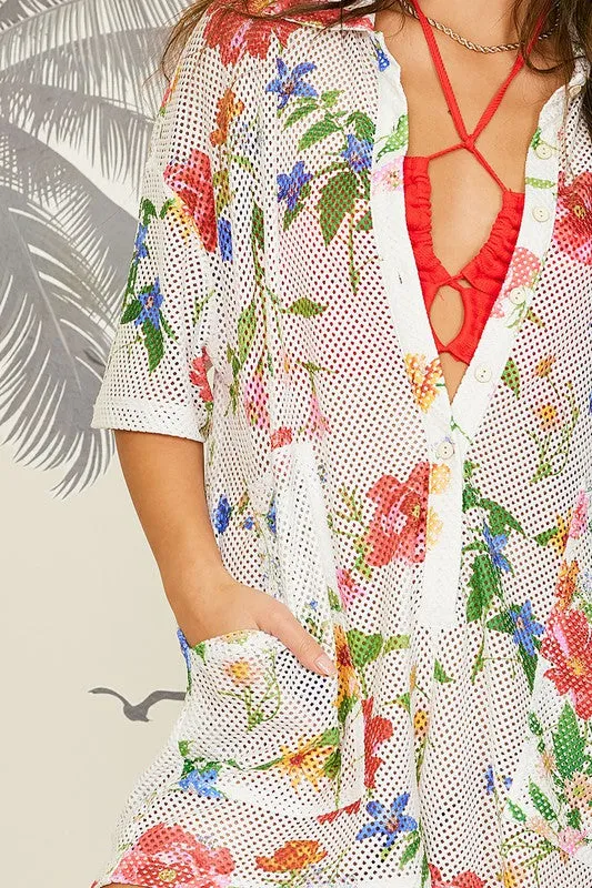 Printed Button Down Romper