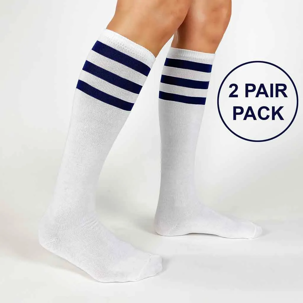 Red Striped Knee Hi Socks for Women on Sale - 2 Pair Pack