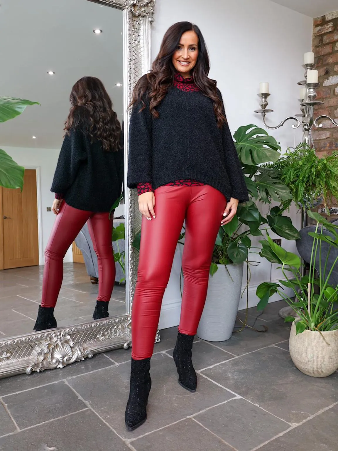 Red Super Stretchy Spray On Leggings