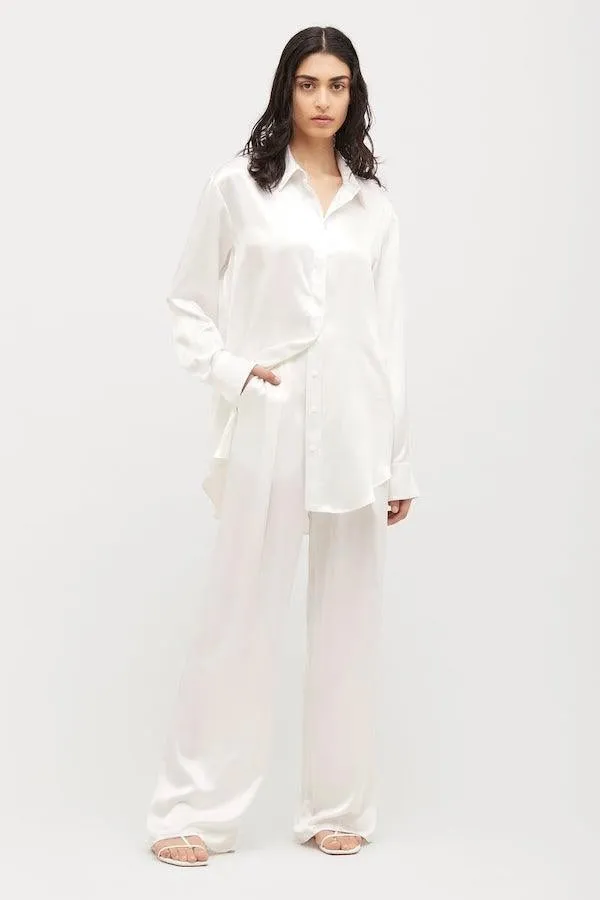 Relaxed Silk Lounge Pant White