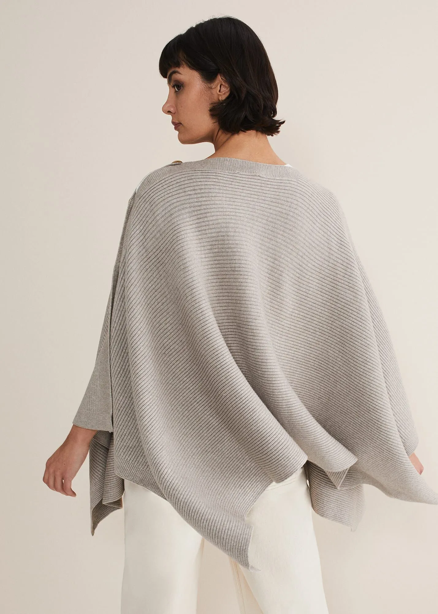 Ribbed Button Poncho